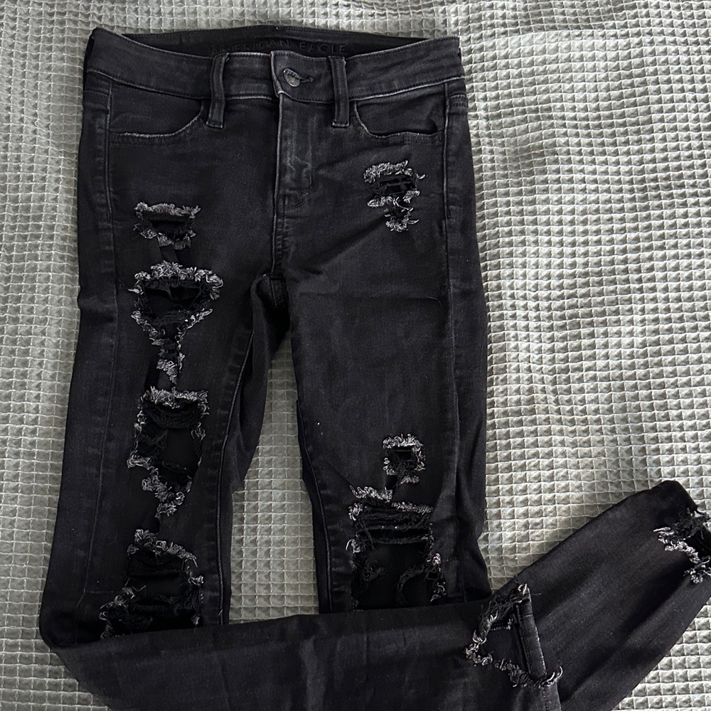 Distressed Black Women Jeans